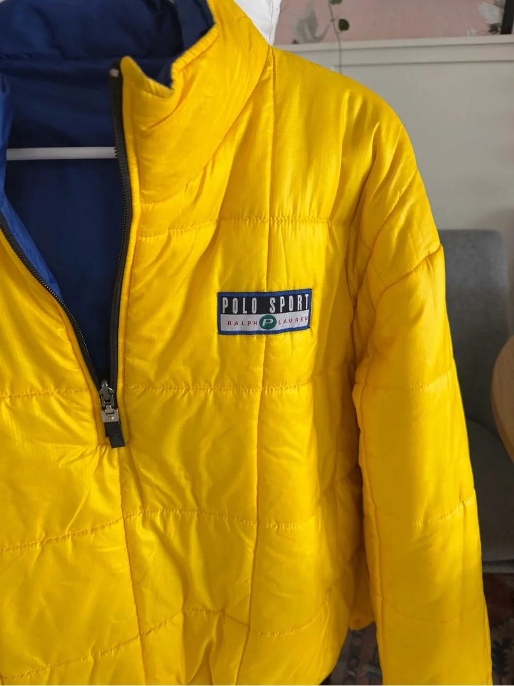Vintage Polo Sport Ralph Lauren Puffer Jacket Reversible Yellow/blue Men Size XL